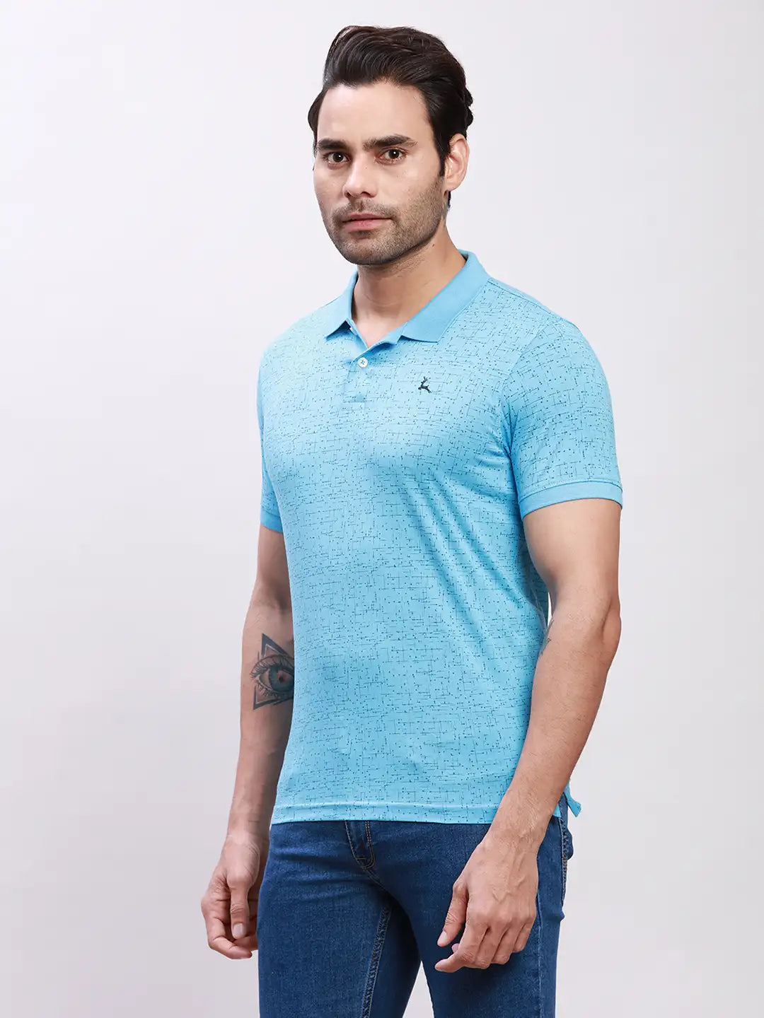 Parx Men Blue Print Regular Fit Cotton T-Shirt