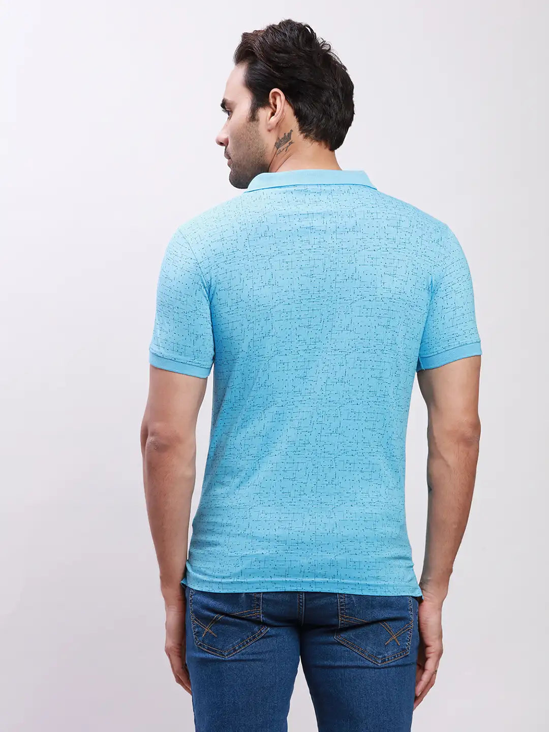 Parx Men Blue Print Regular Fit Cotton T-Shirt