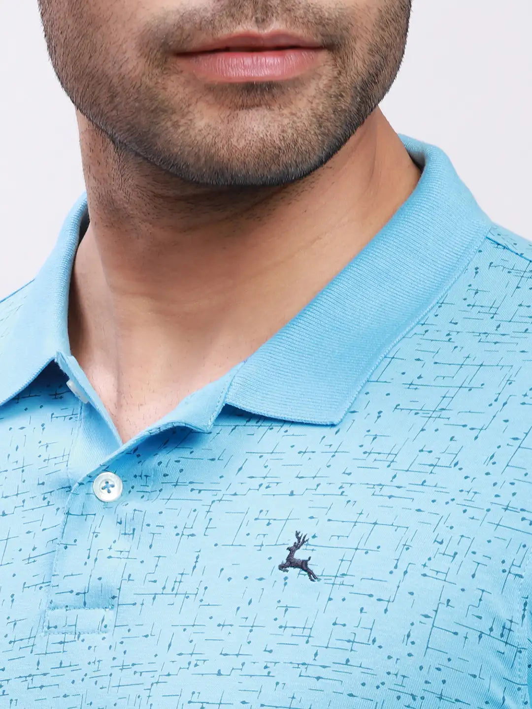 Parx Men Blue Print Regular Fit Cotton T-Shirt