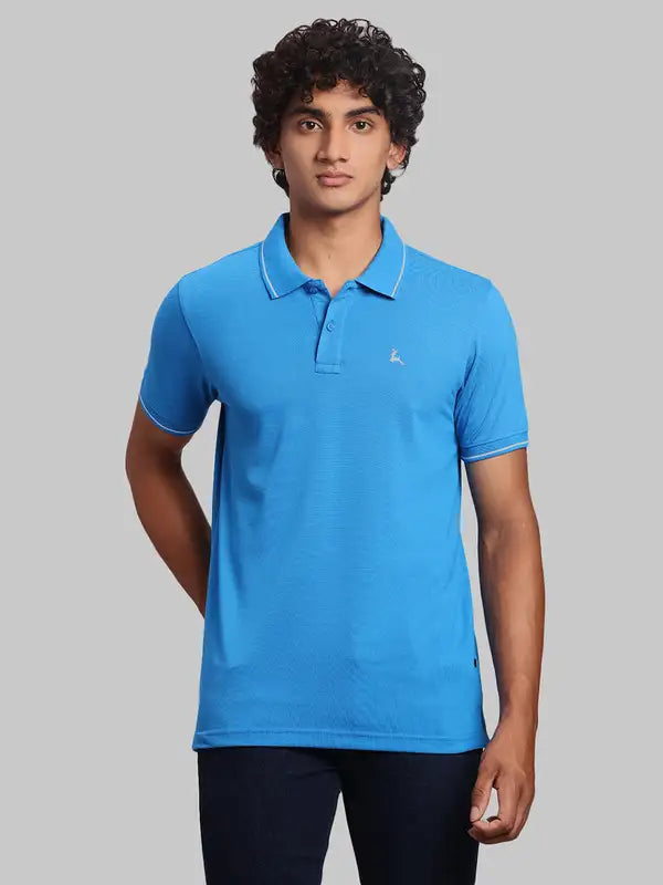 Men Regular Fit Blue Polo
