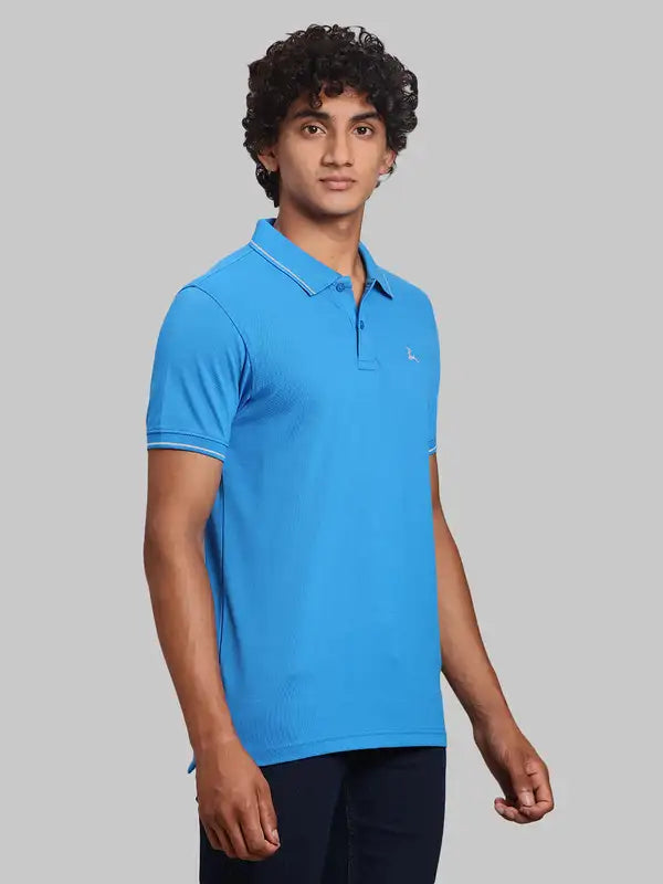 Men Regular Fit Blue Polo