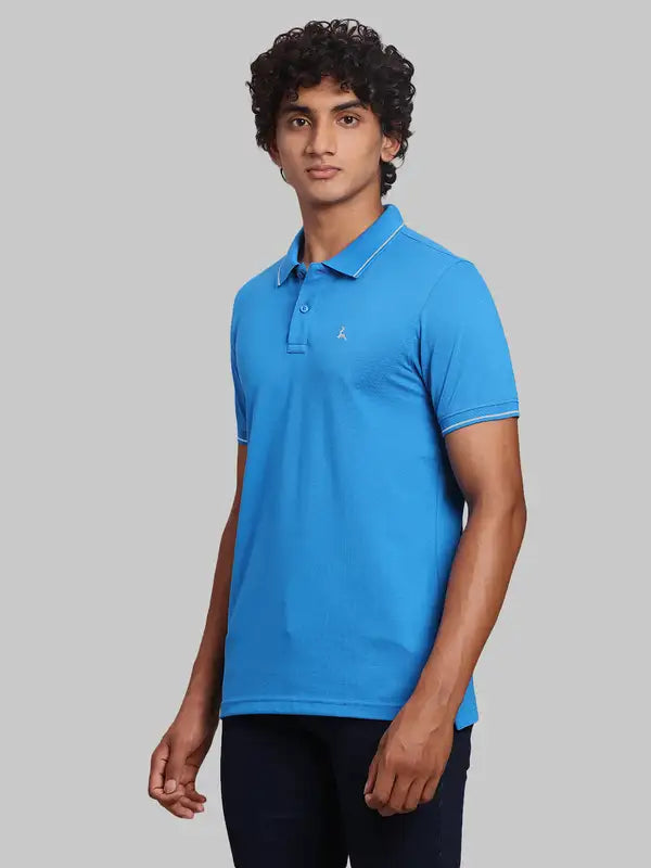 Men Regular Fit Blue Polo