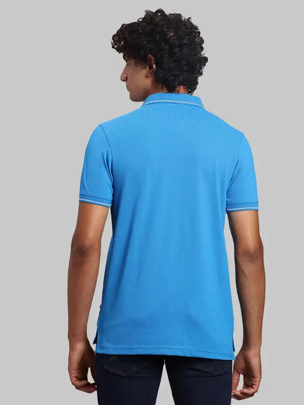 Men Regular Fit Blue Polo