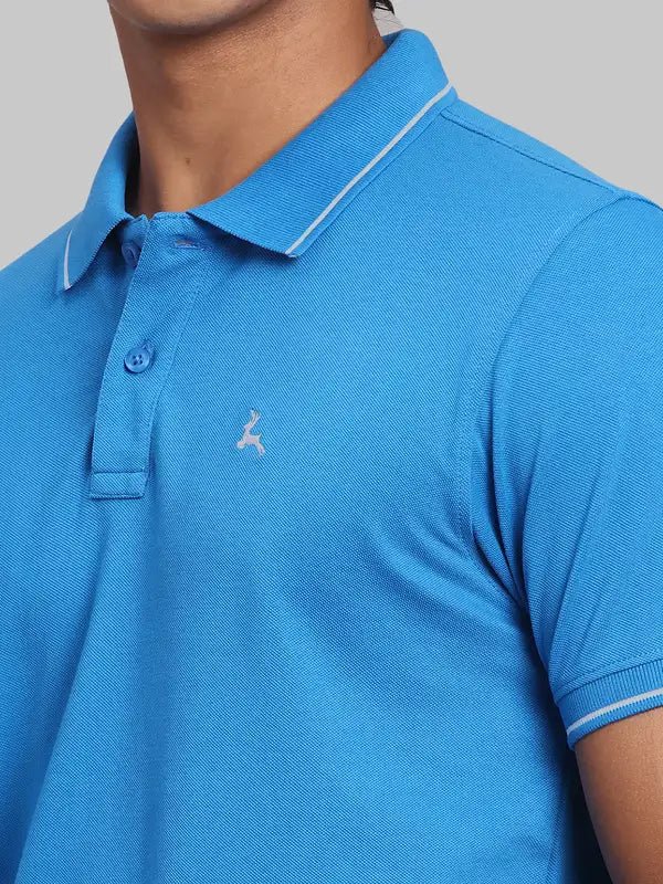 Men Regular Fit Blue Polo