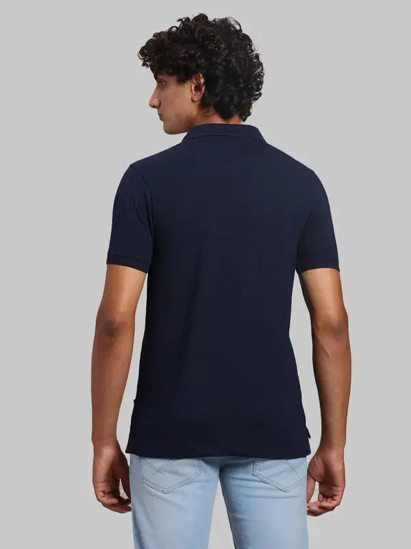 Men Regular Fit Blue Polo