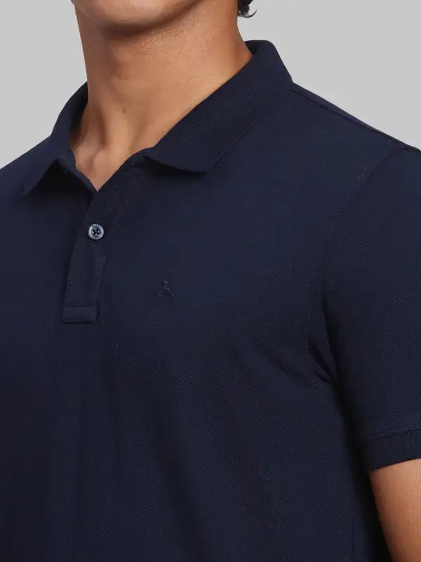 Men Regular Fit Blue Polo
