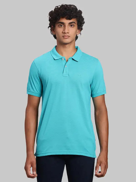 Men Regular Fit Blue Polo