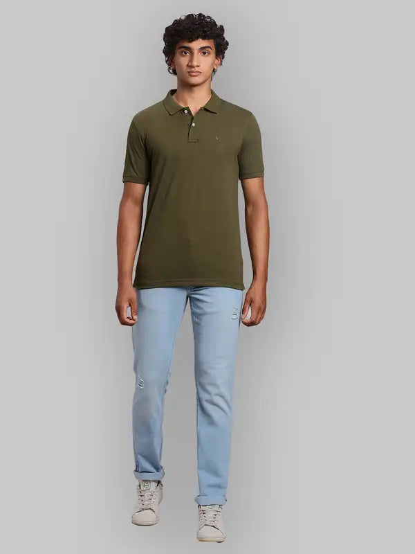 Men Regular Fit Green Polo