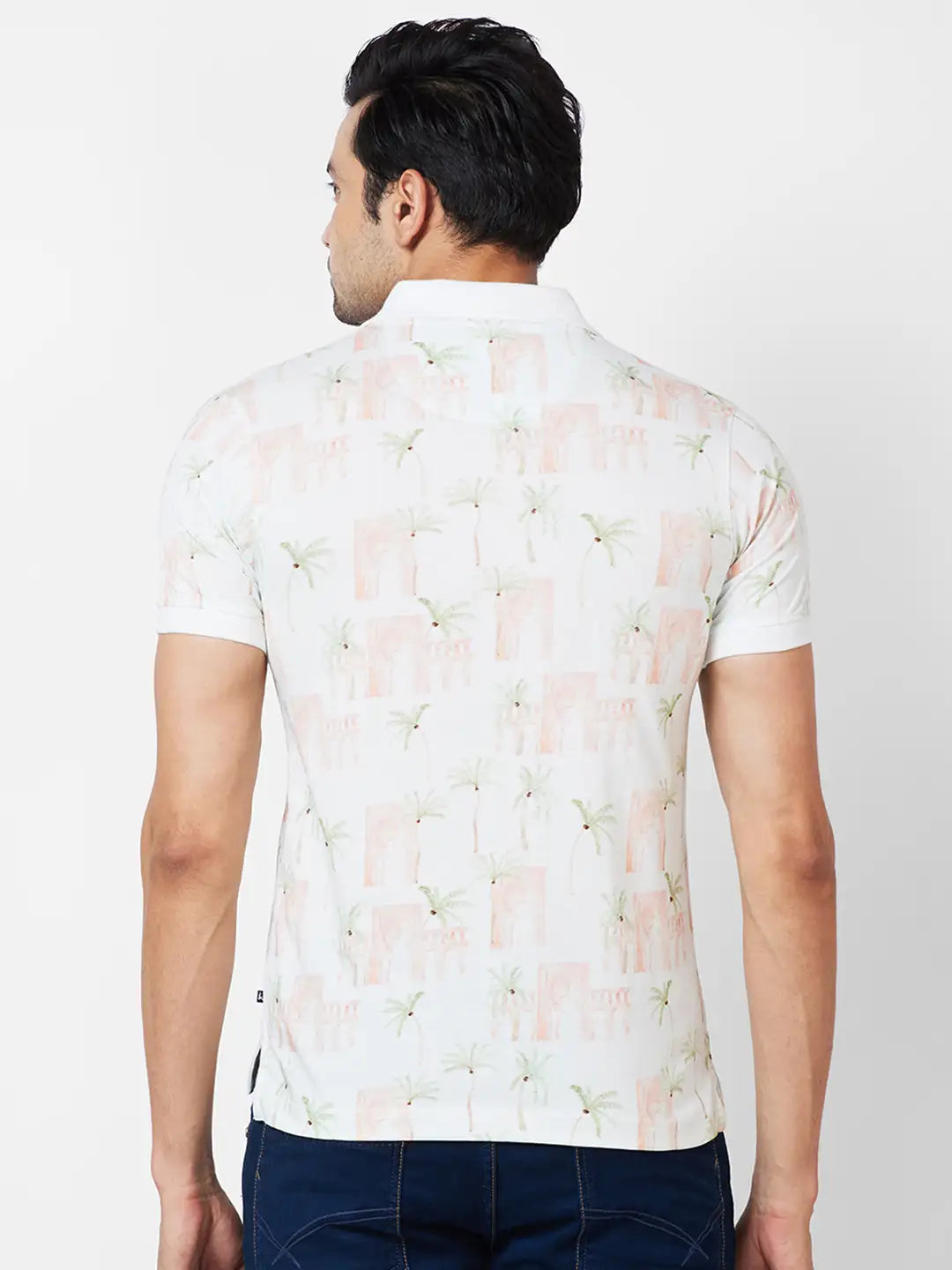 Parx Regular Fit Printed Light Green T-Shirt