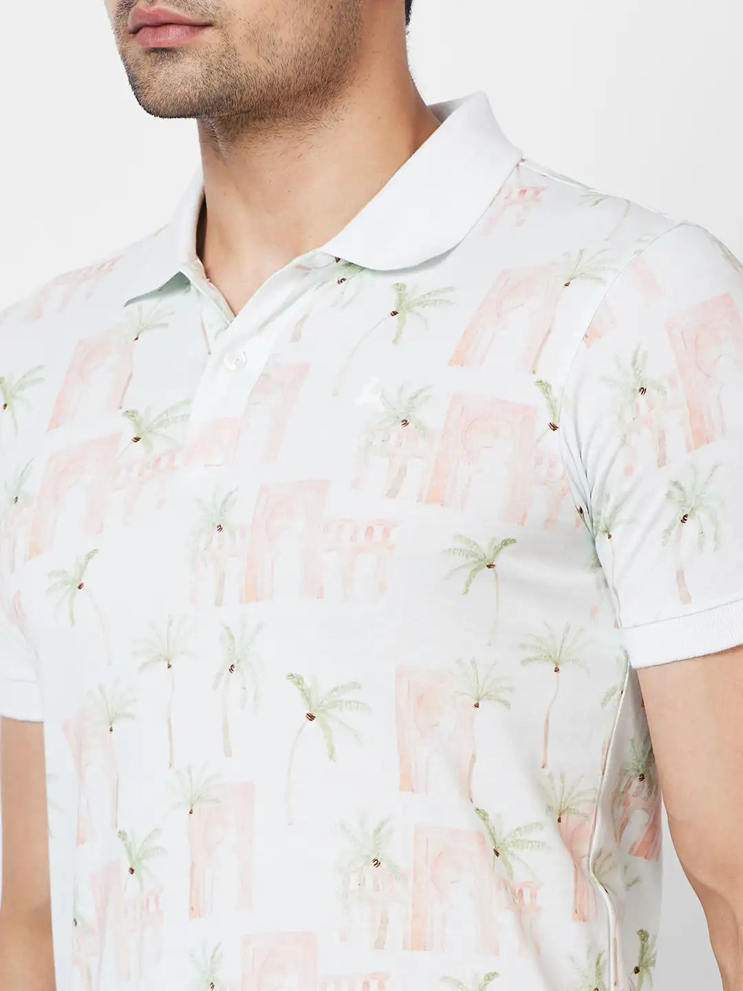 Parx Regular Fit Printed Light Green T-Shirt