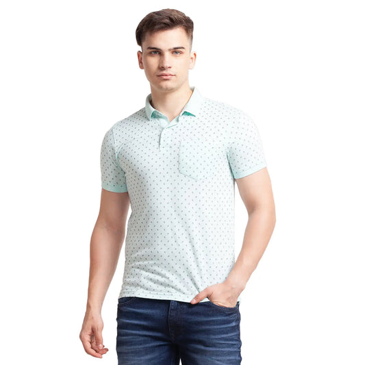 Men Regular Fit Blue Polo