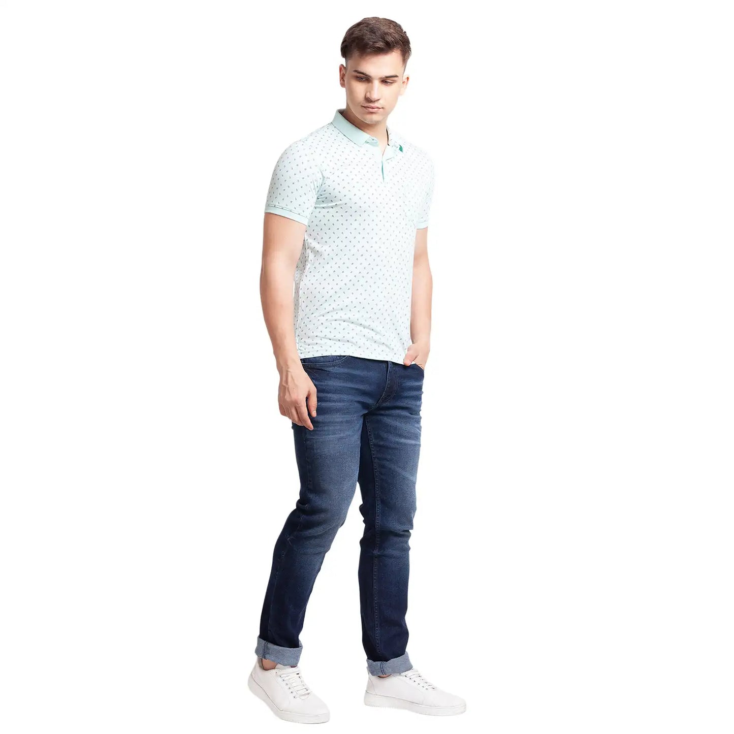 Men Regular Fit Blue Polo