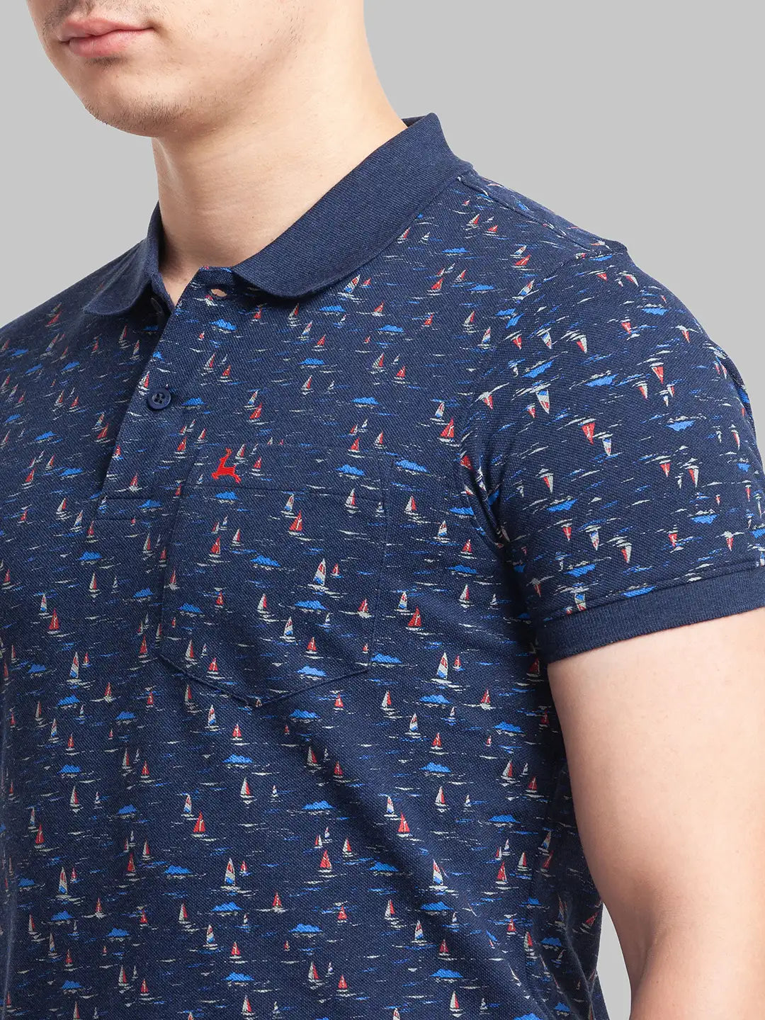 Men Regular Fit Blue Polo