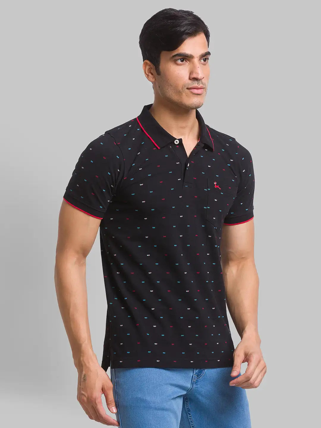 Men Regular Fit Green T-Shirt & Polo