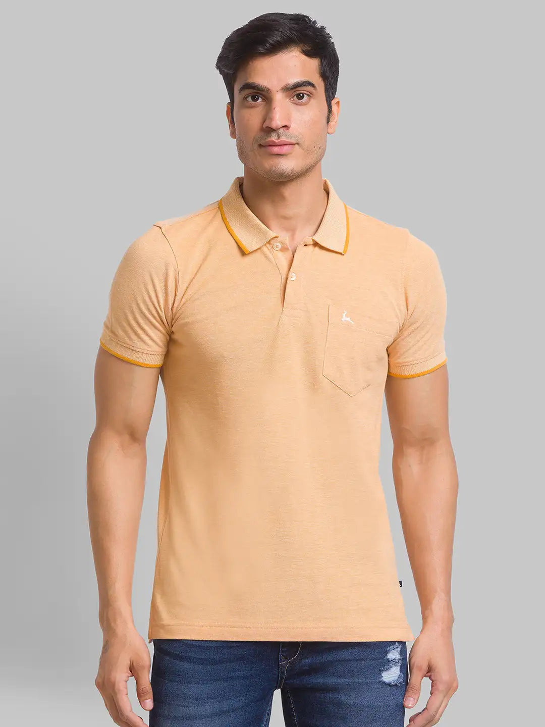 Men Regular Fit Blue T-Shirt & Polo