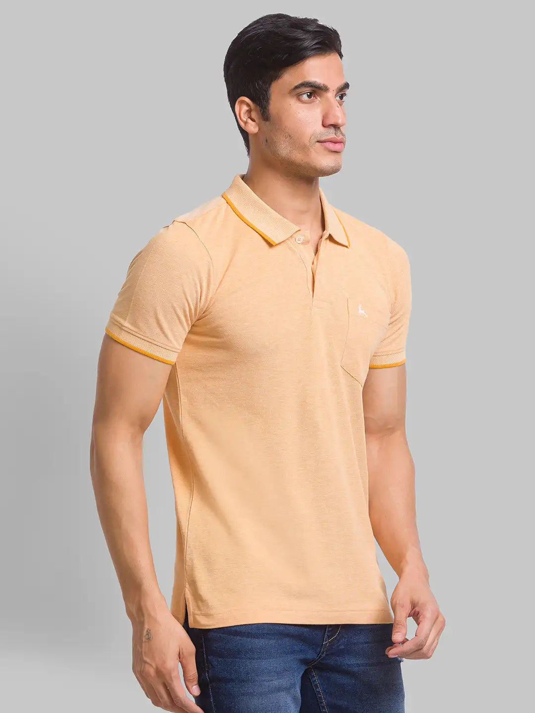Men Regular Fit Blue T-Shirt & Polo