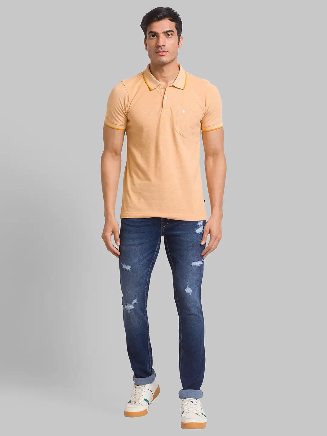 Men Regular Fit Blue T-Shirt & Polo