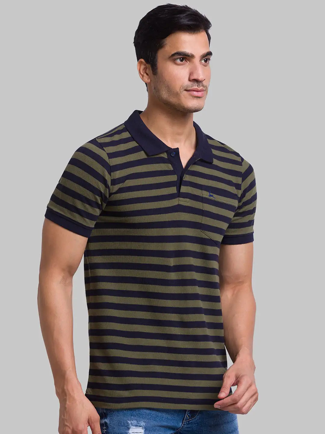 Men Regular Fit Blue Polo