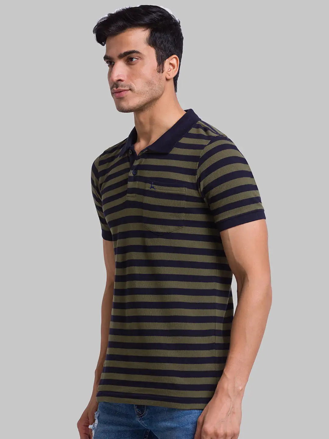 Men Regular Fit Blue Polo