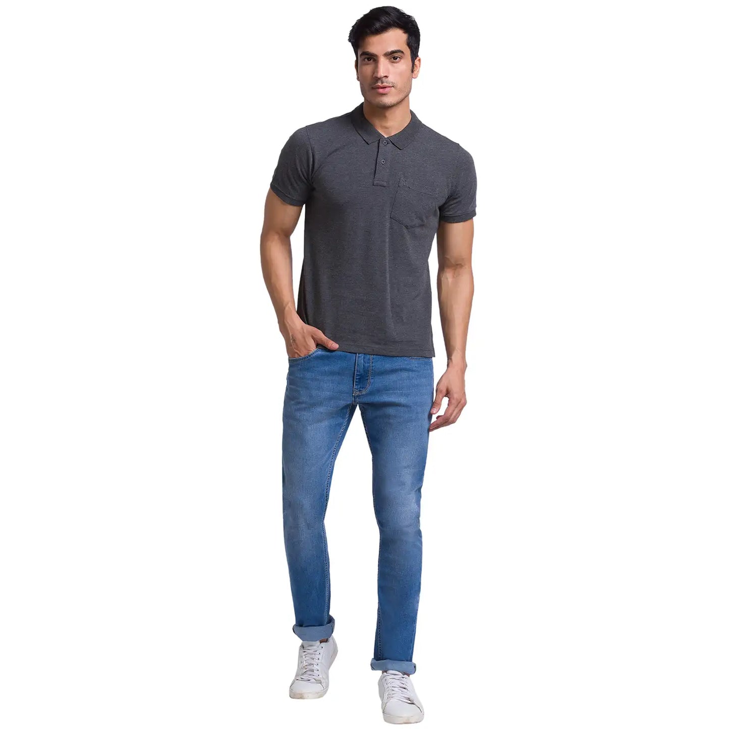 Men Slim Fit Black Polo