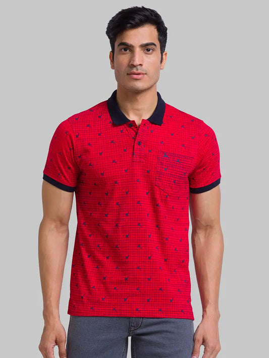 Parx Men Blue Yarn Dyed Regular Fit Cotton T-Shirt