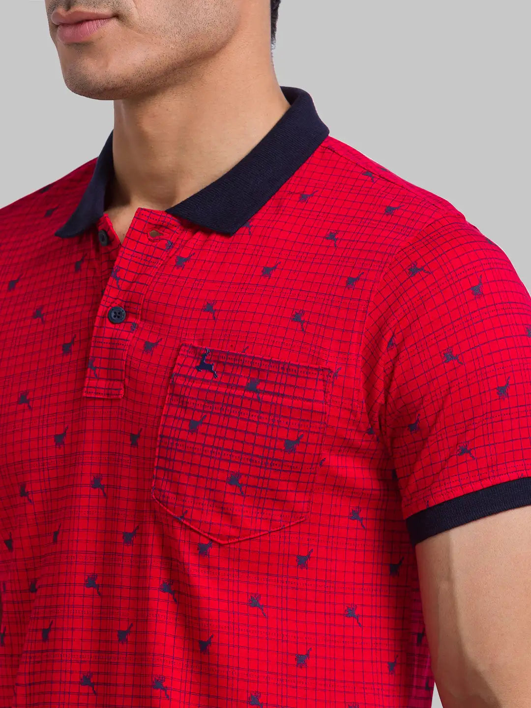 Parx Men Blue Yarn Dyed Regular Fit Cotton T-Shirt