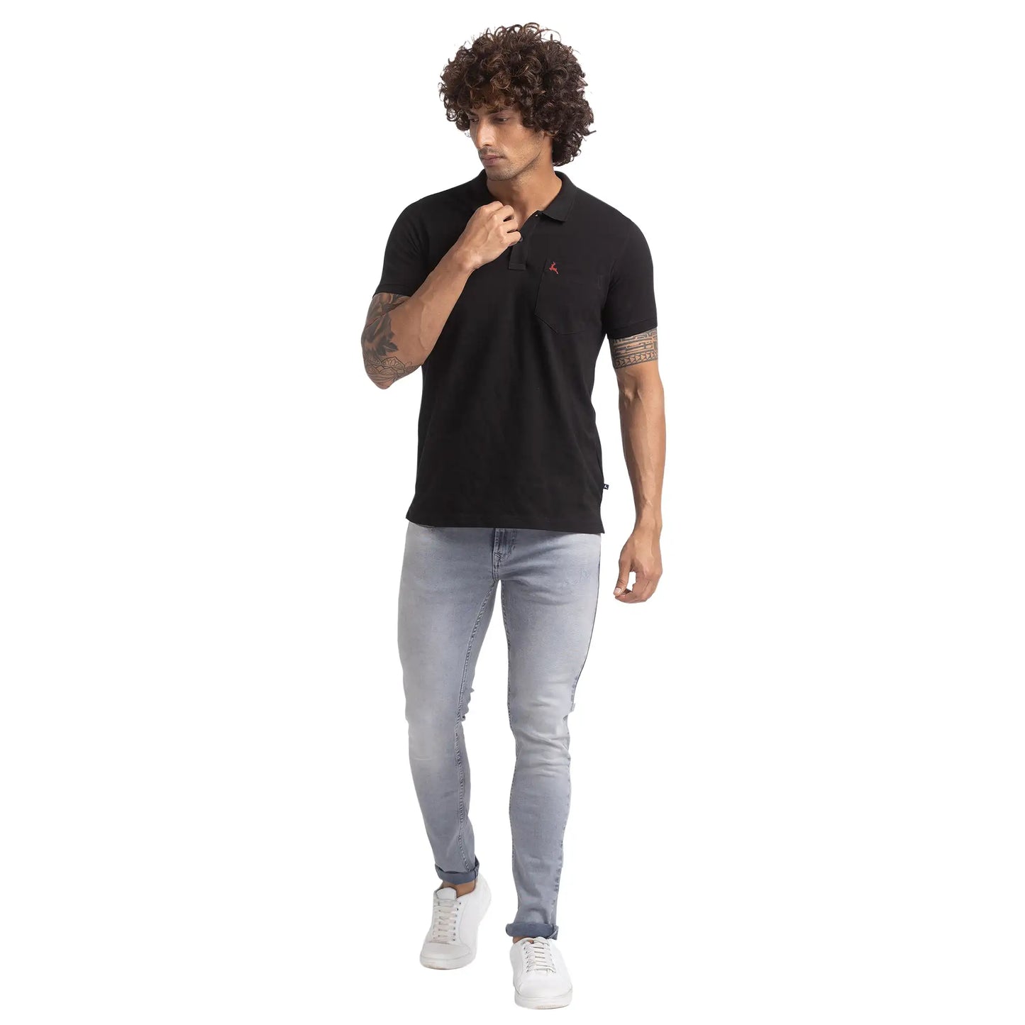 Men Regular Fit Blue Polo