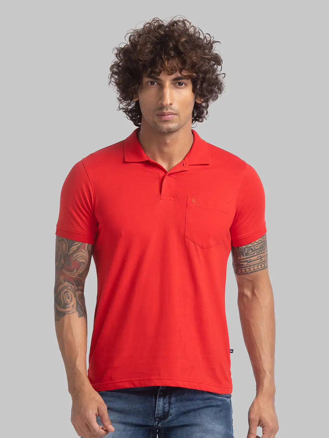 Parx Men Blue Jacquard Regular Fit Cotton T-Shirt