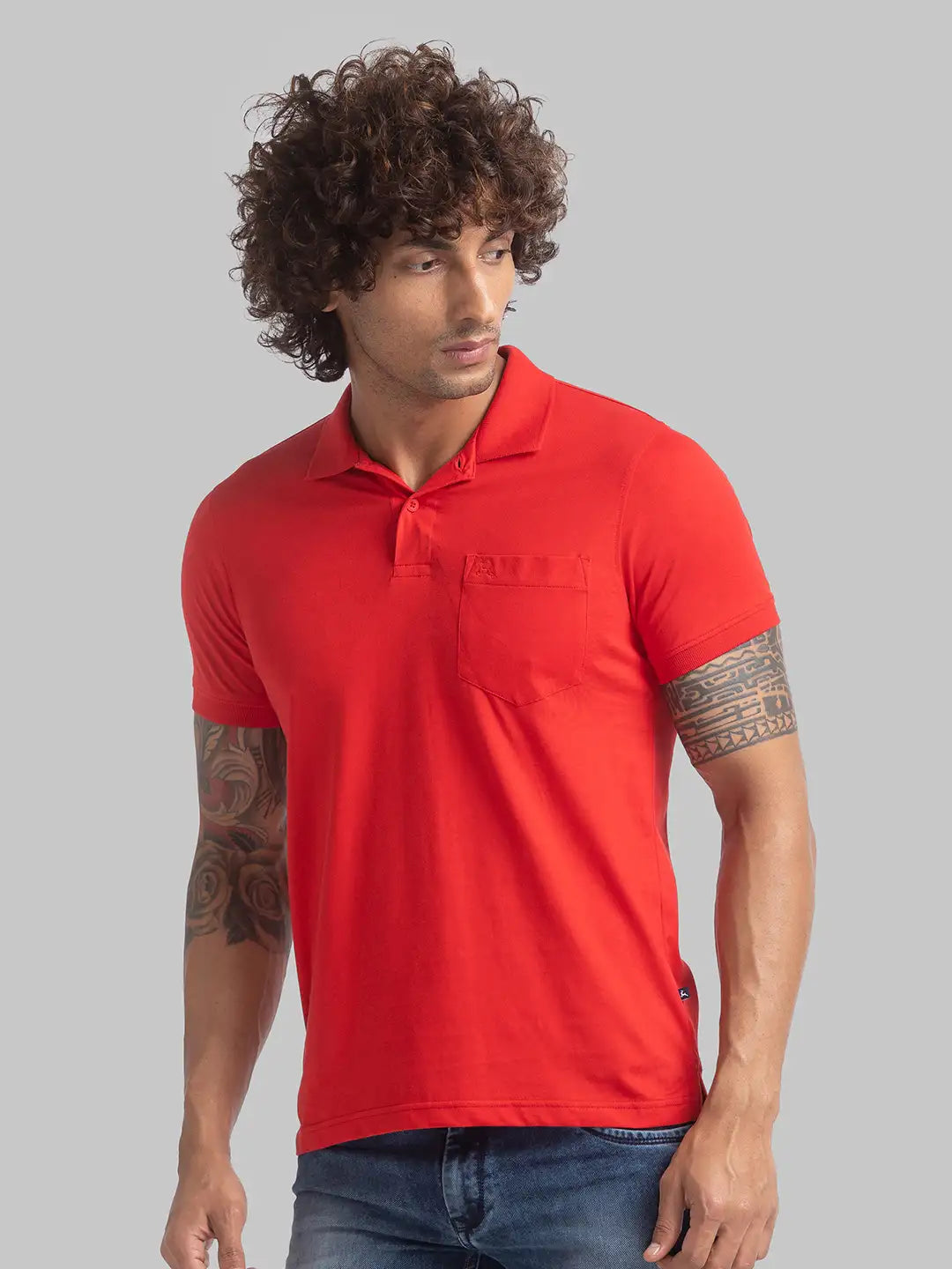 Parx Men Blue Jacquard Regular Fit Cotton T-Shirt