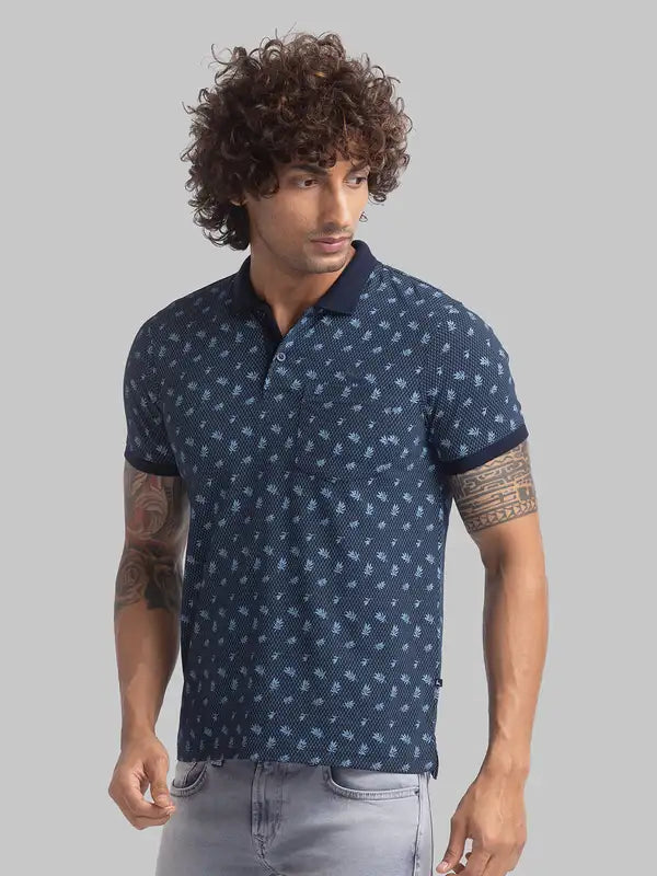 Men Regular Fit Blue T-Shirt