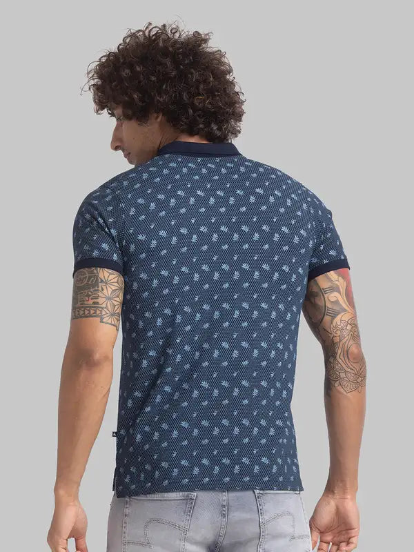 Men Regular Fit Blue T-Shirt