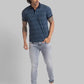 Men Regular Fit Blue T-Shirt