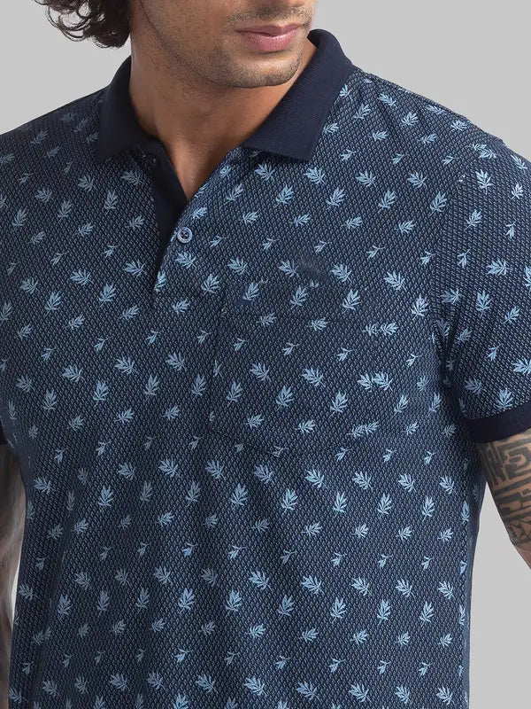 Men Regular Fit Blue T-Shirt