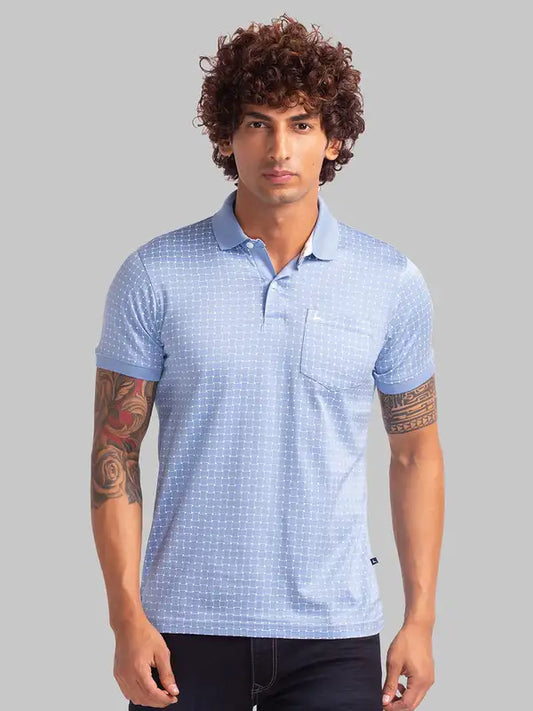 Men Regular Fit Blue T-Shirt