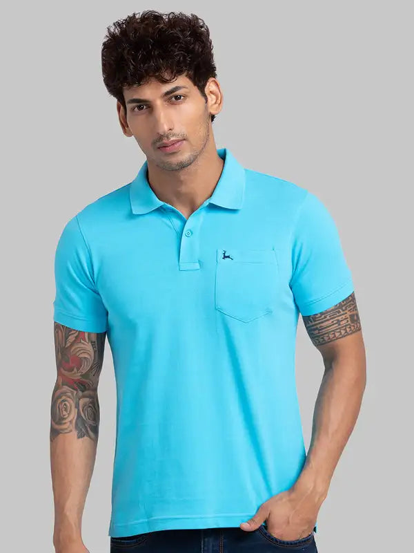Men Regular Fit Blue T-Shirt