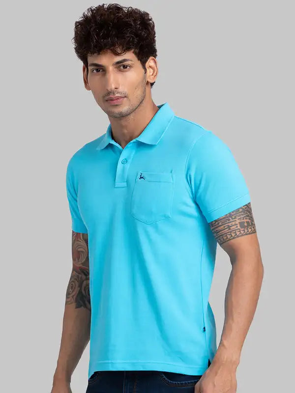 Men Regular Fit Blue T-Shirt