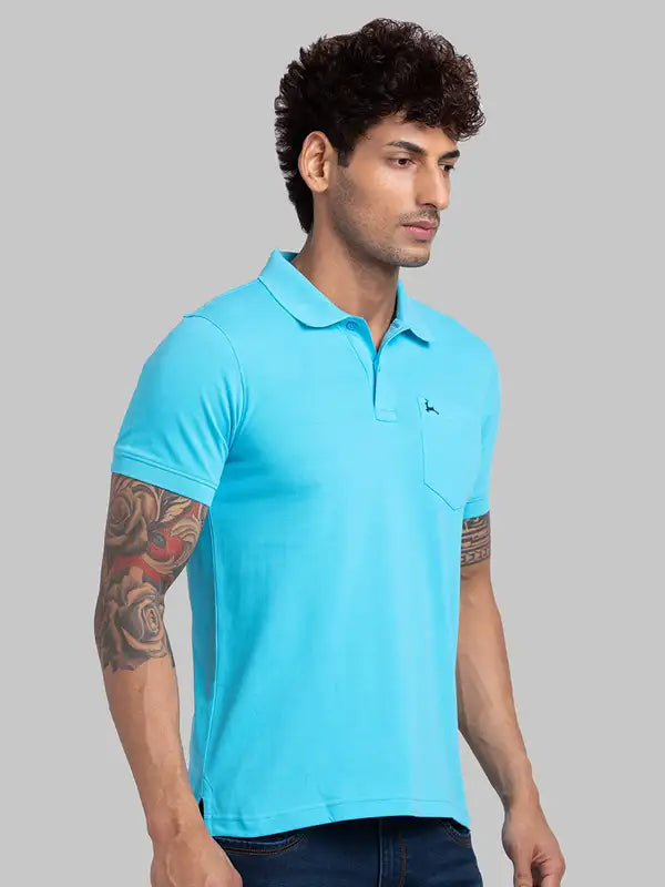 Men Regular Fit Blue T-Shirt