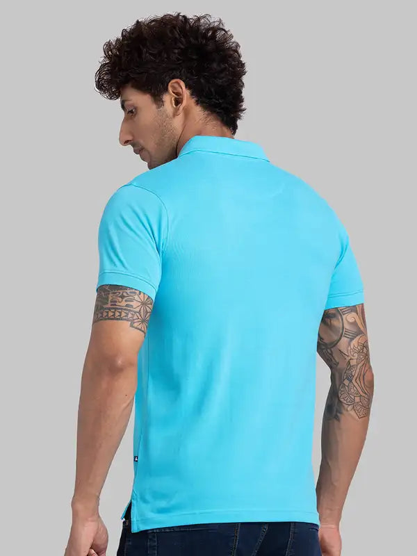 Men Regular Fit Blue T-Shirt