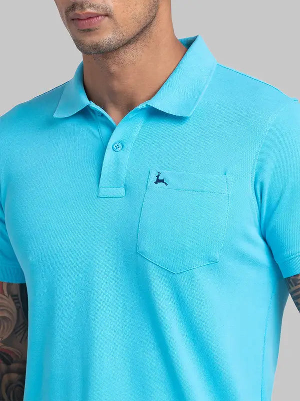Men Regular Fit Blue T-Shirt