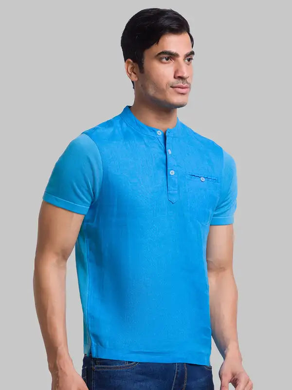 Men Regular Fit Blue T-Shirt