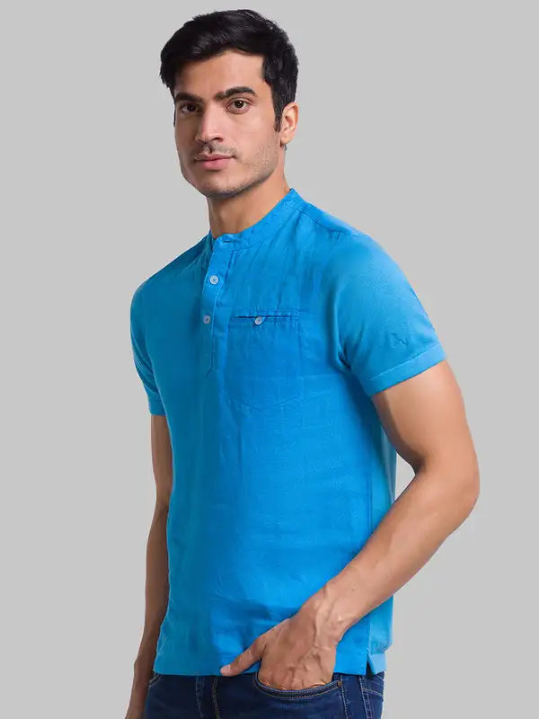 Men Regular Fit Blue T-Shirt
