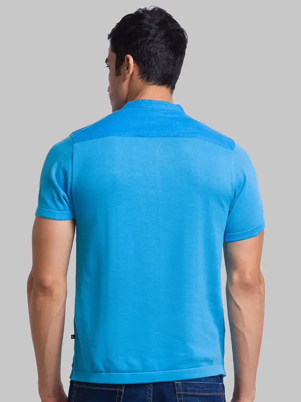 Men Regular Fit Blue T-Shirt