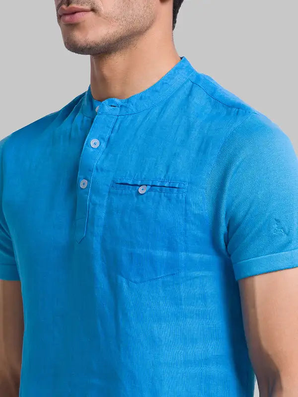 Men Regular Fit Blue T-Shirt