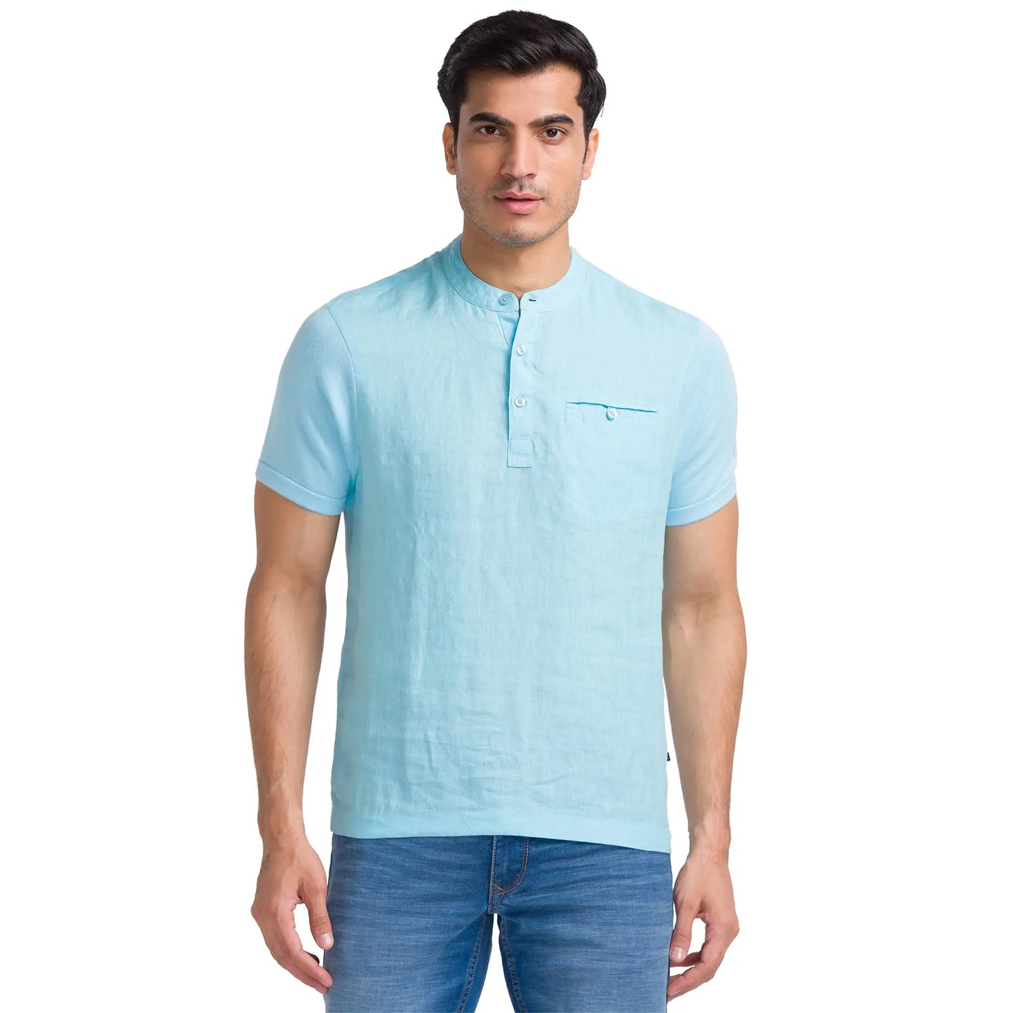 Men Regular Fit Grey Polo