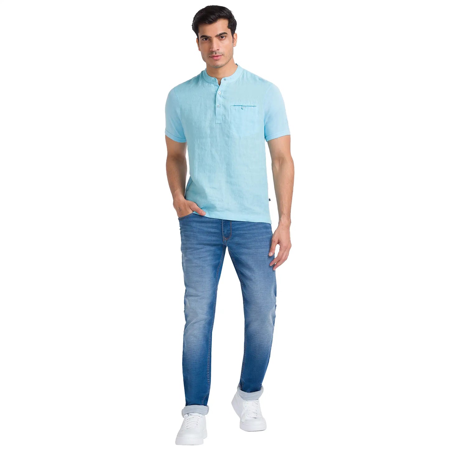 Men Regular Fit Grey Polo