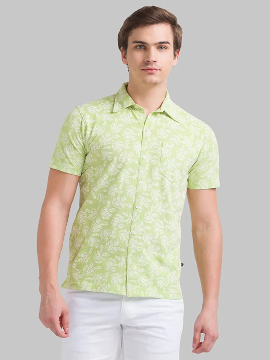 Men Slim Fit Light Fawn Shirt