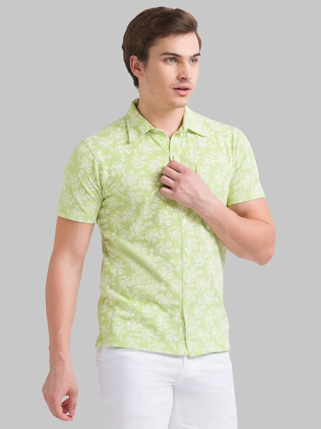 Men Slim Fit Light Fawn Shirt