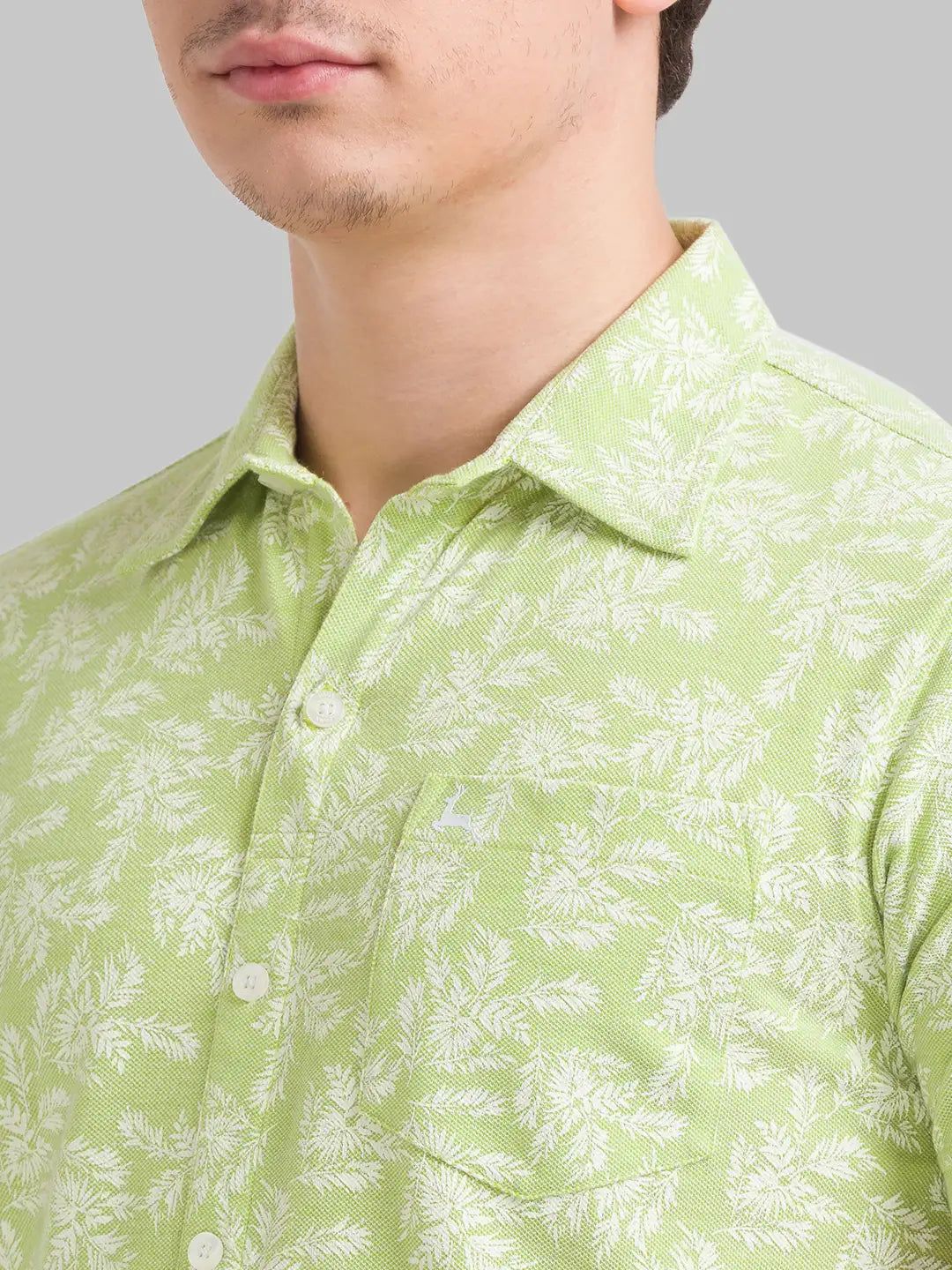 Men Slim Fit Light Fawn Shirt