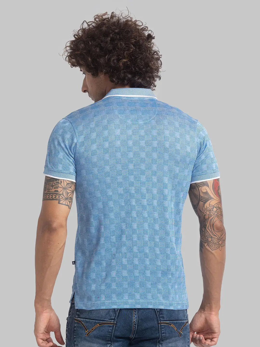 Parx Men Orange Jacquard Regular Fit Cotton T-Shirt