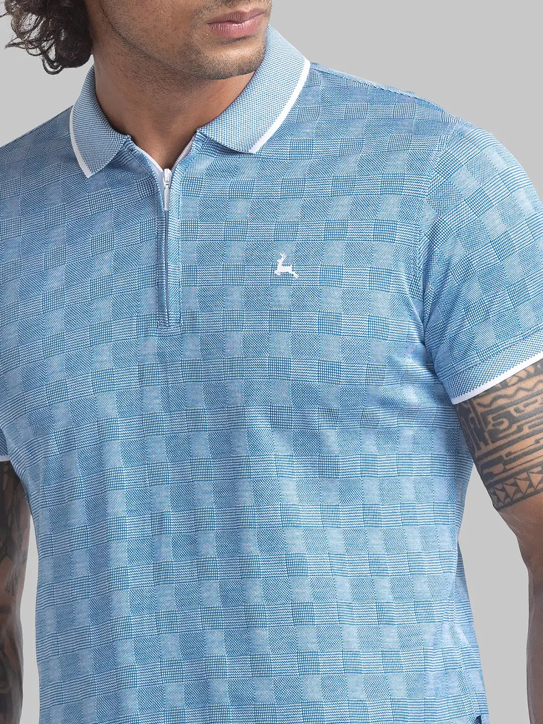 Parx Men Orange Jacquard Regular Fit Cotton T-Shirt